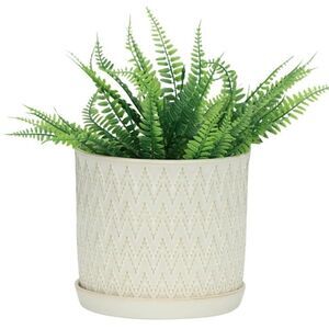 Sagebrook Ivory & Beige Chevron Designed Ceramic Planter For Home/Office
